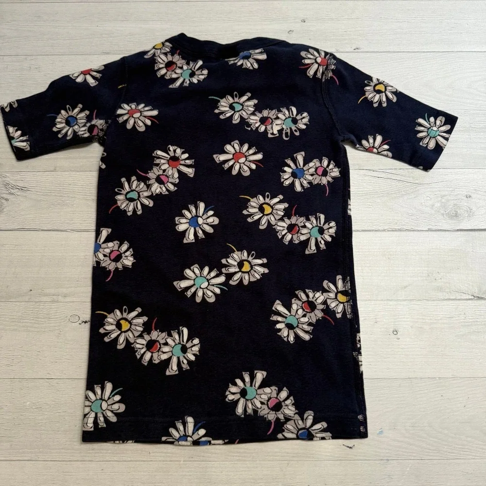 Hanna Andersson girls short John pajamas‎ navy blue flowers 130/8